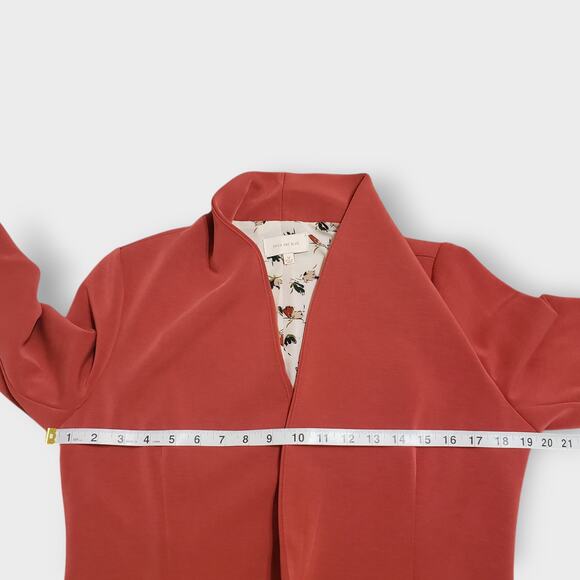 Skies Are Blue Hannah Modal Scuba Blazer Rust Orange Medium Pockets 3/4 Sleeve - Picture 10 of 13
